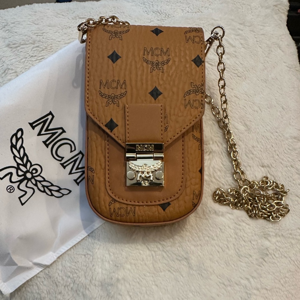 MCM Brown Crossbody Bag with Gold Chain
